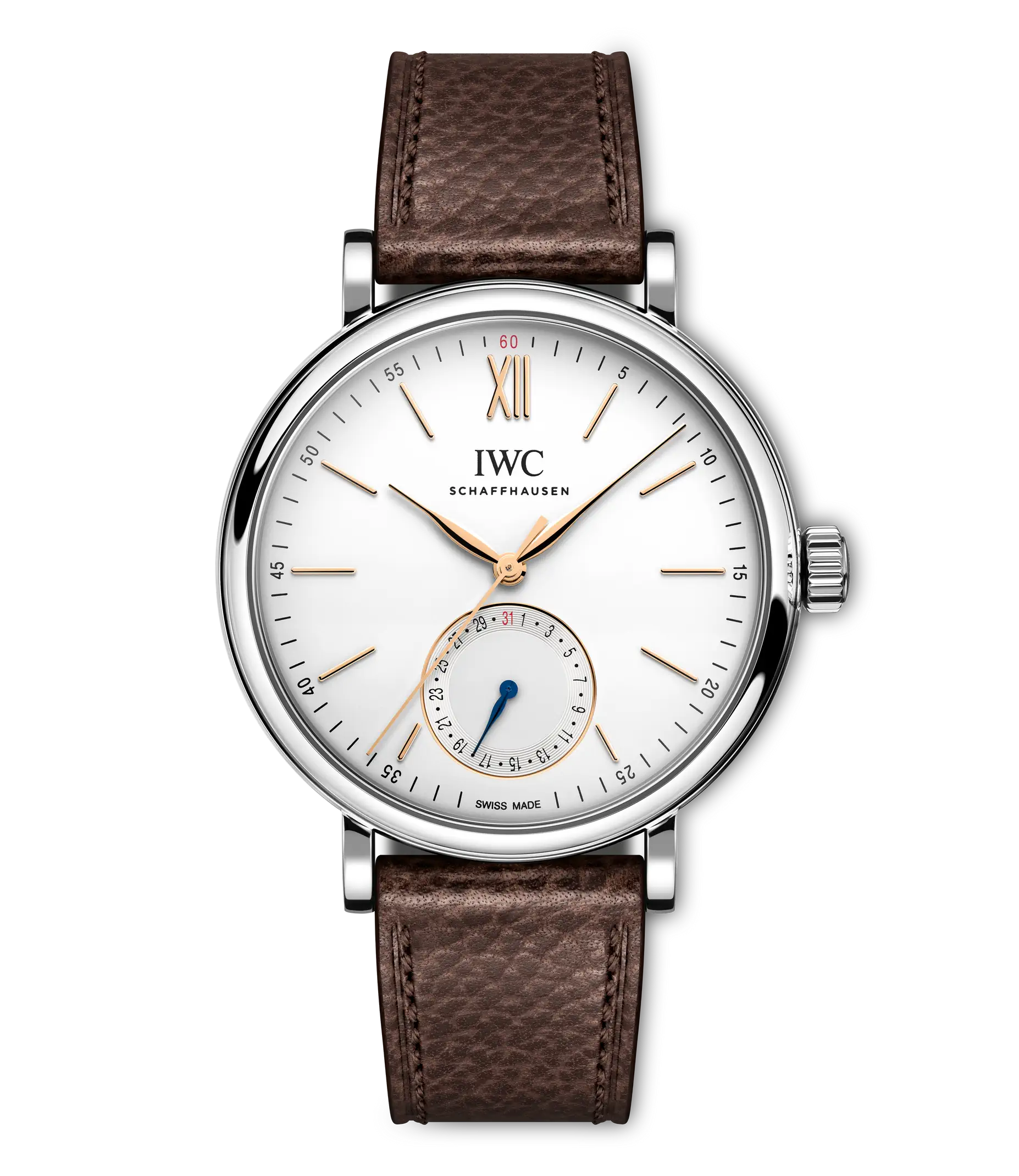 A clear studio photograph of the Portofino from IWC Schaffhausen, its signature dial and case clearly visible